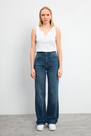 Kadın Wanda Vintage Dark Blue Wide Leg Jean Pantolon