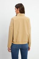 Kadın Yarım Fermuarlı Paraşüt Sweatshirt - Bej