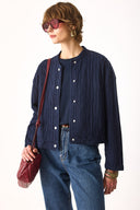 Kadın Kapitone Bomber Ceket - Lacivert