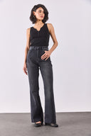 Kadın Kate Yüksek Bel Bootcut Black Jean Pantolon - Black