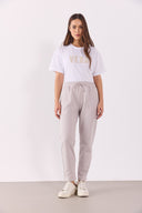 Kadın Larissa Regular Fit Pamuklu Eşofman Altı - Buz Gri