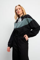 Kadın Lilian Kapüşonlu Fermuarlı Paraşüt Sweatshirt - Siyah