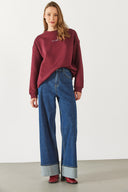 Kadın Logo Baskılı Sweatshirt - Bordo