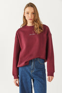 Kadın Logo Baskılı Sweatshirt - Bordo
