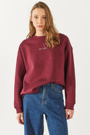 Kadın Logo Baskılı Sweatshirt - Bordo