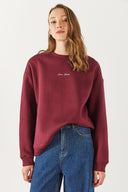 Kadın Logo Baskılı Sweatshirt - Bordo