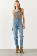 Kadın Maria Ice Blue Slim Mom Jean Pantolon - Ice Blue