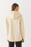 Kadın Maria Kapüşonlu Şardonlu Loose Fit Sweatshirt - Kemik