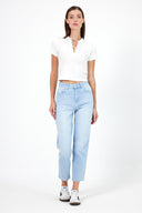 Kadın Maria Sky Blue Slim Mom Jean Pantolon - Sky Blue