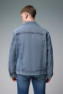 Erkek Mark Oversize Geniş Kesim Med Blue Jean Ceket %100 Pamuk - Med Blue