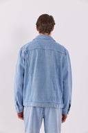 Erkek Mark Sky Blue Oversize Geniş Kesim Jean Ceket %100 Pamuk - Sky Blue