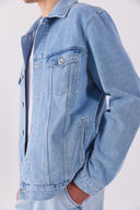 Erkek Mark Sky Blue Oversize Geniş Kesim Jean Ceket %100 Pamuk - Sky Blue