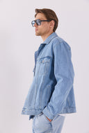 Erkek Mark Sky Blue Oversize Geniş Kesim Jean Ceket %100 Pamuk - Sky Blue