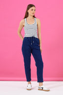 Kadın Marla Dark Blue Yüksek Bel Slouchy Jogger Pantolon - Dark Blue