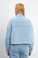 Kadın Marla Sky Blue Oversize Geniş Kesim Jean Ceket - Sky Blue