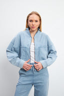 Kadın Marla Sky Blue Oversize Geniş Kesim Jean Ceket - Sky Blue