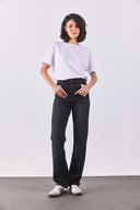 Kadın Marrakesh Black Yüksek Bel Straight Fit Jean Pantolon - Black