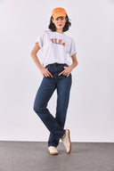 Kadın Marrakesh Premium Blue Black Yüksek Bel Straight Fit Jean Pantolon - Blue Black