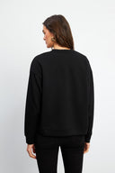 Kadın Mary Bisiklet Yaka Yumuşak Dokulu Basic Sweatshirt (CUPRO) - Siyah