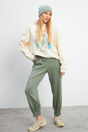 Kadın Mary Regular Fit Paçası Detaylı Yumuşak Dokulu Jogging Pantolon (CUPRO) - Ada Çayı