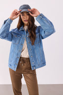 Kadın Maya Sky Blue Jean Ceket %100 Pamuk - Sky Blue