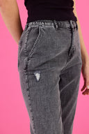 Kadın Norah Black Beli Lastikli Yırtıklı Jean Pantolon - Black