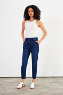 Kadın Norah Blue Black Beli Lastikli Jean Pantolon (TENCEL)™ - Blue Black