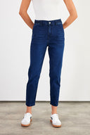 Kadın Norah Blue Black Beli Lastikli Jean Pantolon (TENCEL)™ - Blue Black