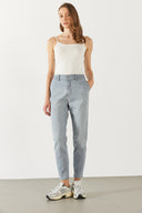 Kadın Norah Blue Grey Beli Lastikli Jean Pantolon - Blue Grey