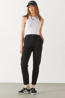 Kadın Norah Carbon Black Beli Lastikli Jean Pantolon - Carbon Black