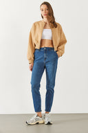 Kadın Norah Dark Blue Beli Lastikli Jean Pantolon - Dark Blue