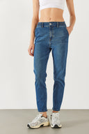 Kadın Norah Dark Blue Beli Lastikli Jean Pantolon (TENCEL)™ - Dark Blue