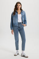 Kadın Norah Dark Blue Beli Lastikli Yırtıklı Jean Pantolon - Dark Blue