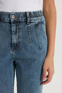 Kadın Norah Dark Blue Beli Lastikli Yırtıklı Jean Pantolon - Dark Blue