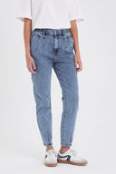 Kadın Norah Med Blue Yıpratma Detaylı Beli Lastikli Jean Pantolon - Med Blue