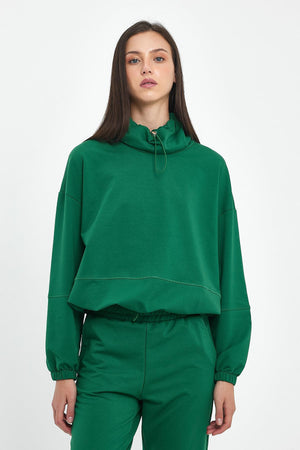 Kadın Norah Yakası Detaylı Regular Fit Sweatshirt - Orman