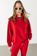 Kadın Norah Yakası Detaylı Regular Fit Sweatshirt - Kırmızı