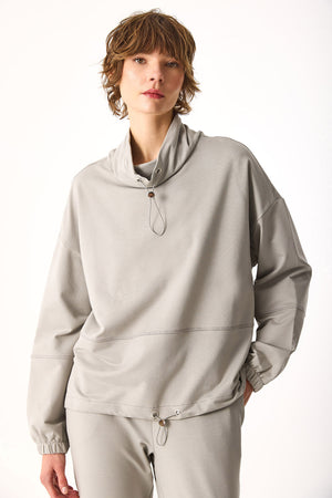 Kadın Norah Yakası Detaylı Regular Fit Sweatshirt - Gri