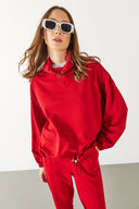 Kadın Norah Yakası Detaylı Regular Fit Sweatshirt - Kırmızı