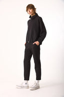 Kadın Norah Yakası Detaylı Regular Fit Sweatshirt - Siyah