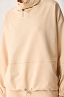 Kadın Norah Yakası Detaylı Regular Fit Sweatshirt - Taş