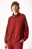 Kadın Norah Yakası Detaylı Regular Fit Sweatshirt - Vişne