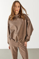 Kadın Norah Yakası Detaylı Regular Fit Sweatshirt - Vizon