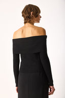 Kadın Omzu Açık Detaylı Triko - Siyah