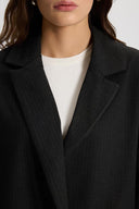 Kadın Oversize Çizgili Blazer Ceket - Siyah Çizgili