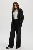 Kadın Oversize Çizgili Blazer Ceket - Siyah Çizgili