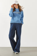Kadın Pasific Baskılı Sweatshirt - Mavi