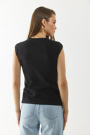 Kadın Reglan Kollu Slim Fit Tişört %100 Pamuk - Siyah