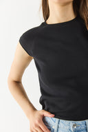 Kadın Reglan Kollu Slim Fit Tişört %100 Pamuk - Siyah