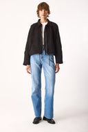 Kadın Regular Fit Crop Süet Ceket - Siyah